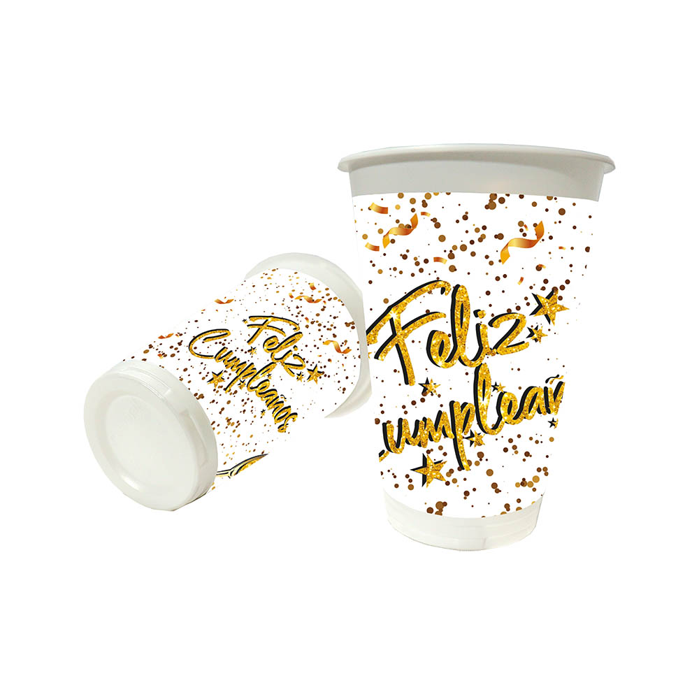 VASO TEMATICO X 12 FELIZ CUMPLE F-B-D