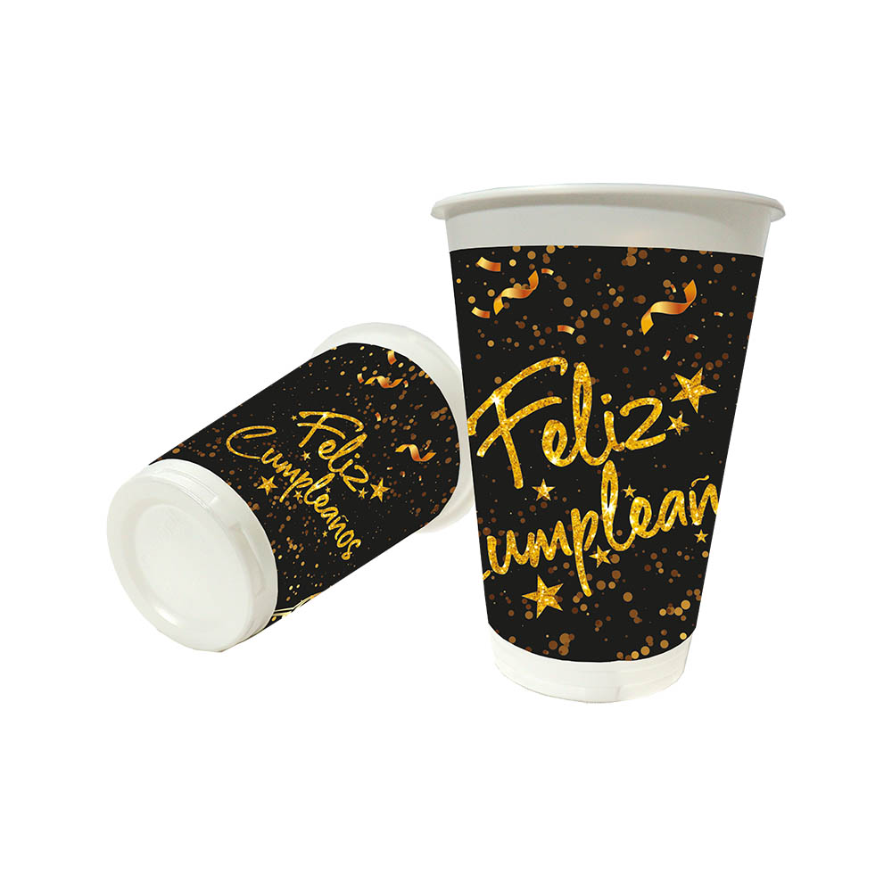 VASO TEMATICO X 12 FELIZ CUMPLE F-N-D