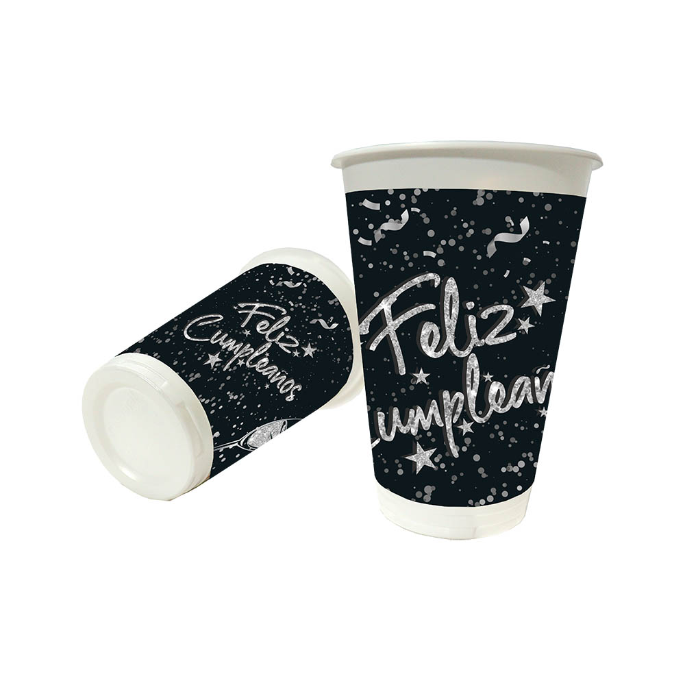 VASO TEMATICO X 12 FELIZ CUMPLE F-N-P