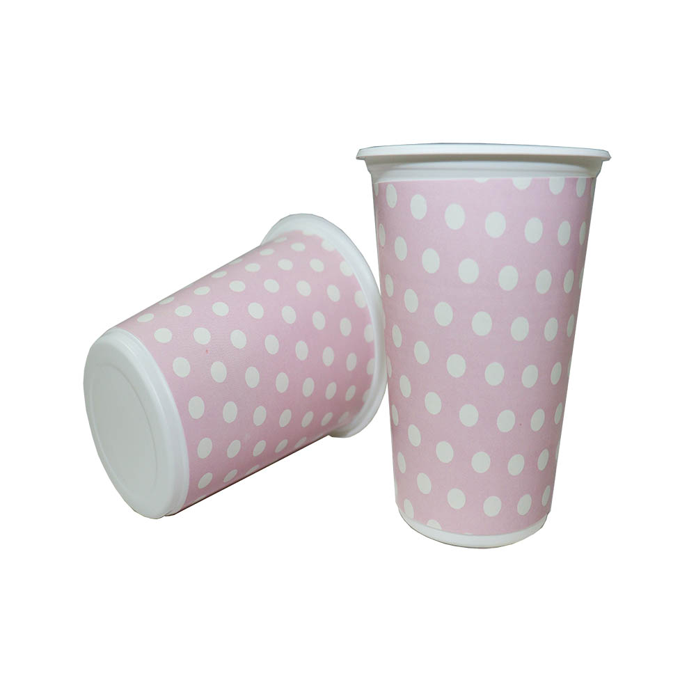 VASO TEMATICO X 12 POLKA ROSADO