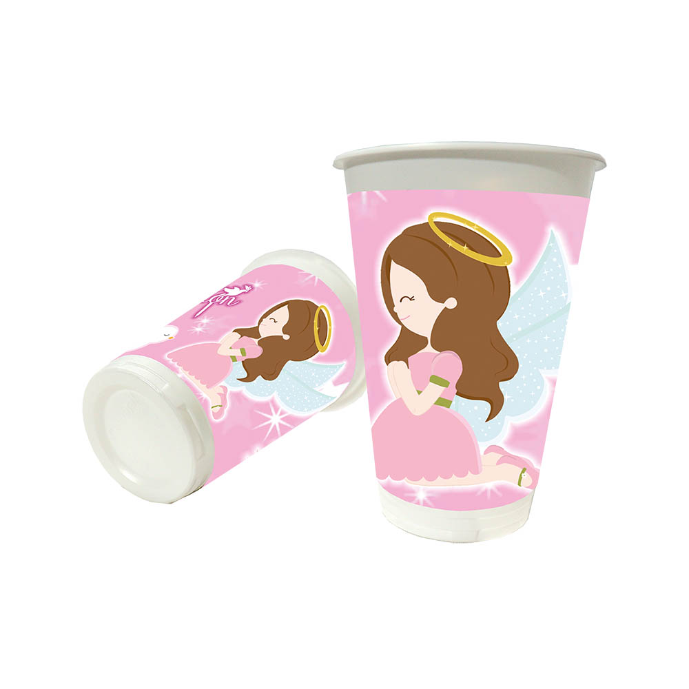 VASO TEMATICO X 12 P/COMUNION ROSADO