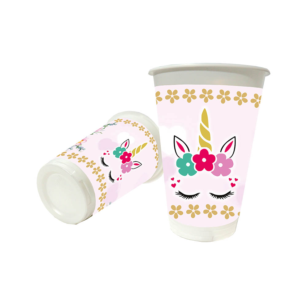 VASO TEMATICO X 12 UNICORNIO PESTANAS 