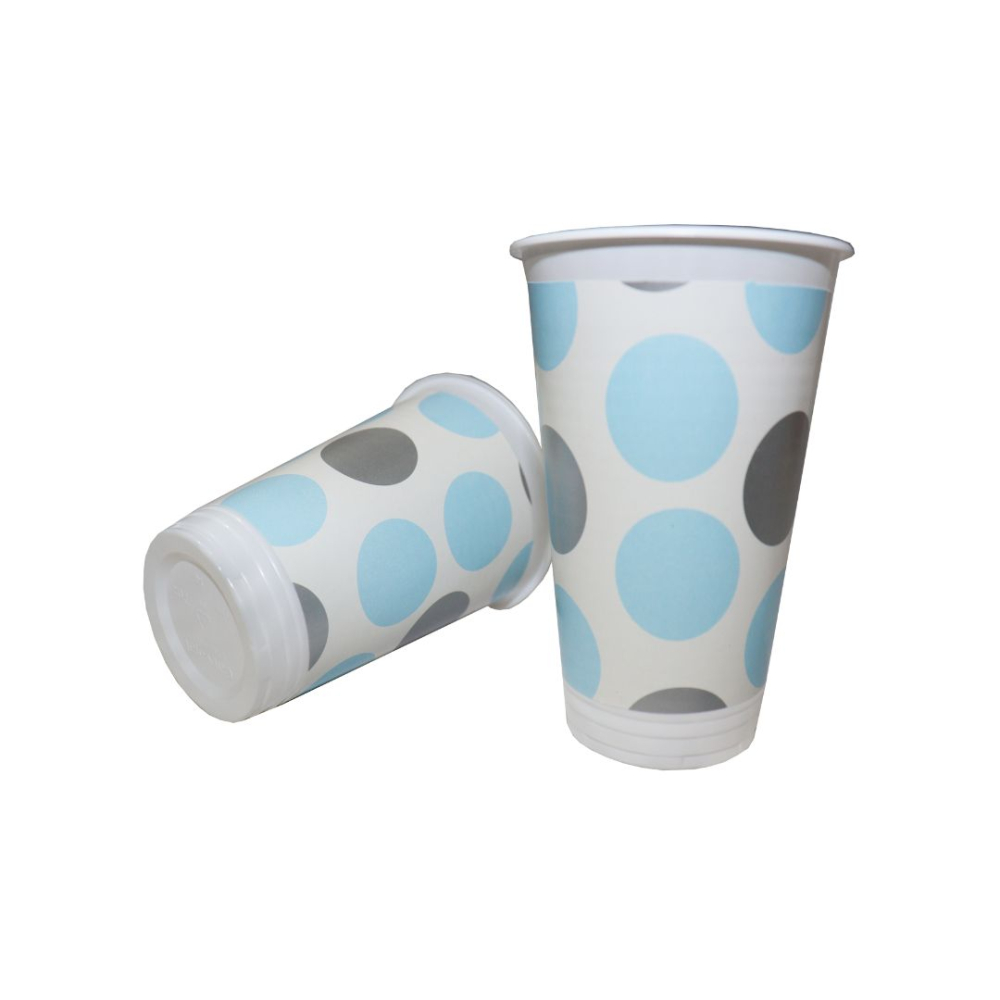 VASO TEMATICO X 12 POLKA AZUL CLARO PLATEADO