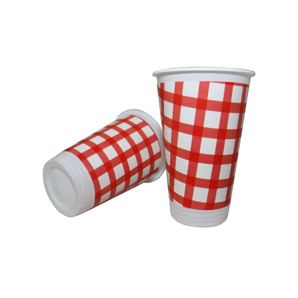 VASO TEMATICO X 12 PICNIC ROJO BLANCO