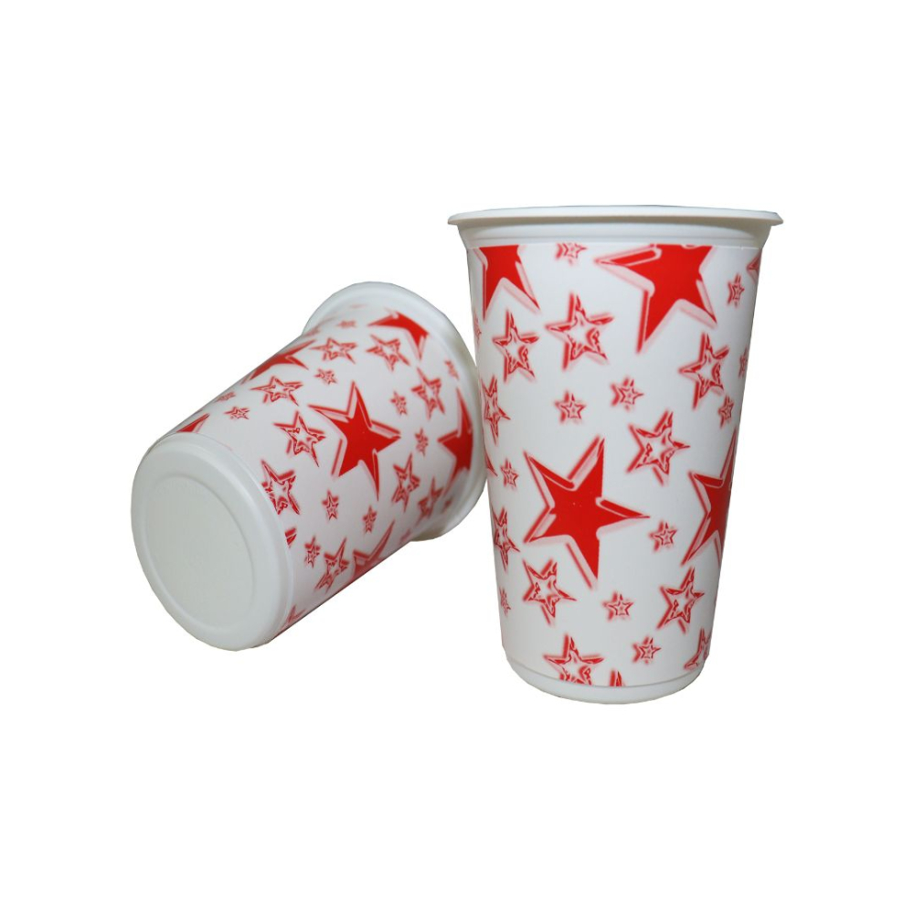 VASO TEMATICO X 12 F/B ESTRELLA ROJO