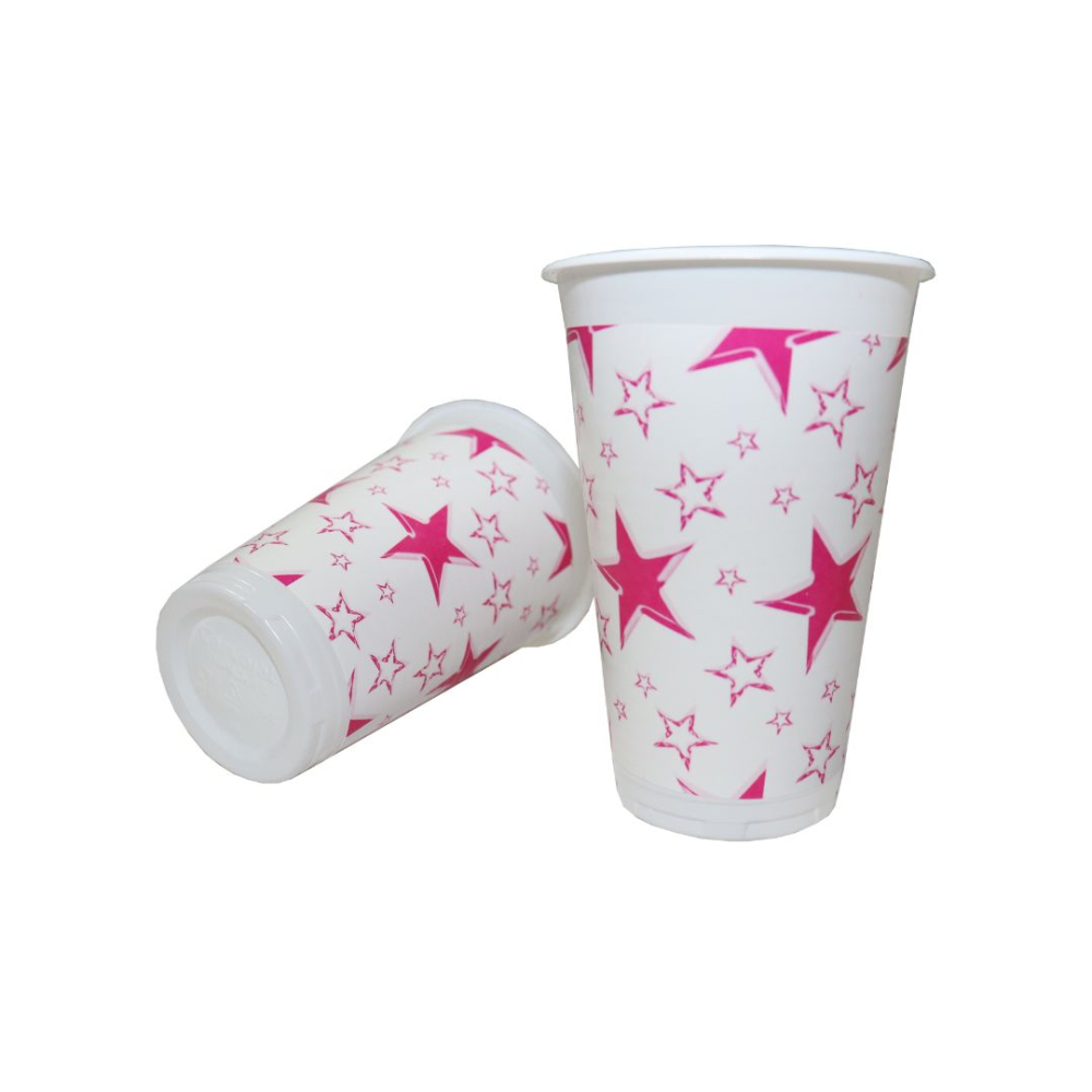 VASO TEMATICO X 12 F/B ESTRELLA FUCSIA