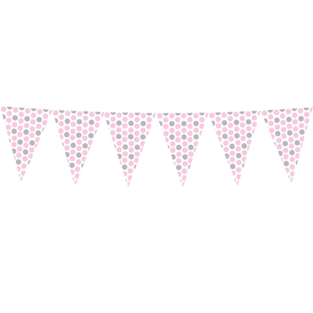 BANDERIN TEMATICO POLKA ROSADO PLATEADO