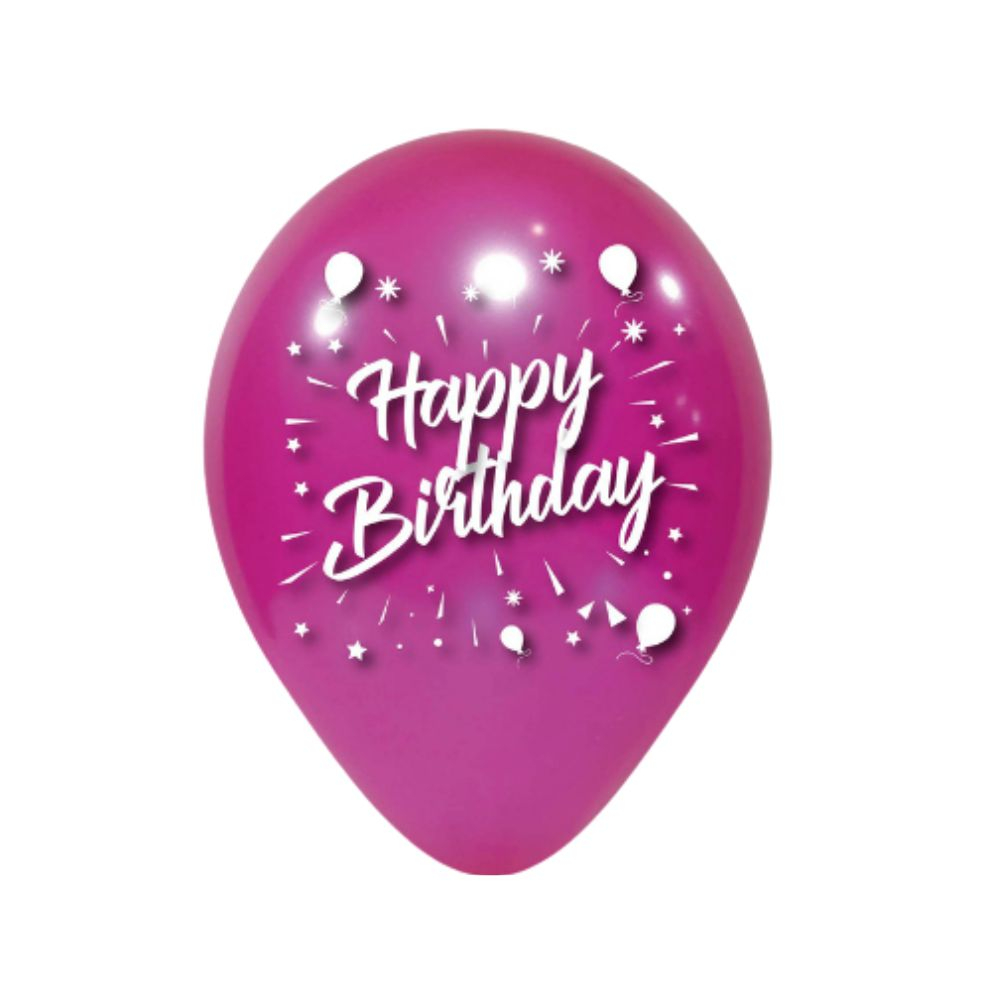 GLOBO SURTI PROMOCION  HAPPY BIRTHDAY FUCSIA SATIN