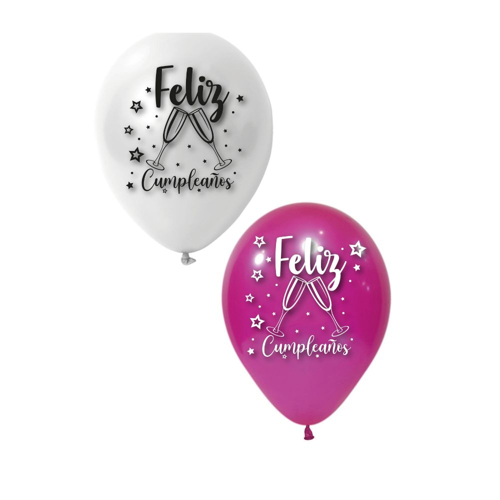 GLOBO SURTI PROMOCION  COPAS FELIZ C/PERLA/FUCSIA