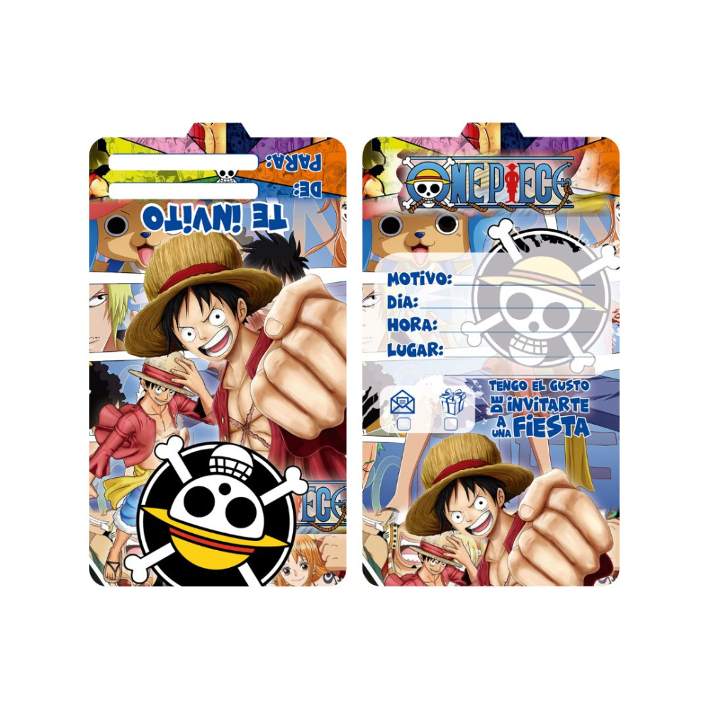 TARJETA INFANTIL X 12 ONE PIECE 