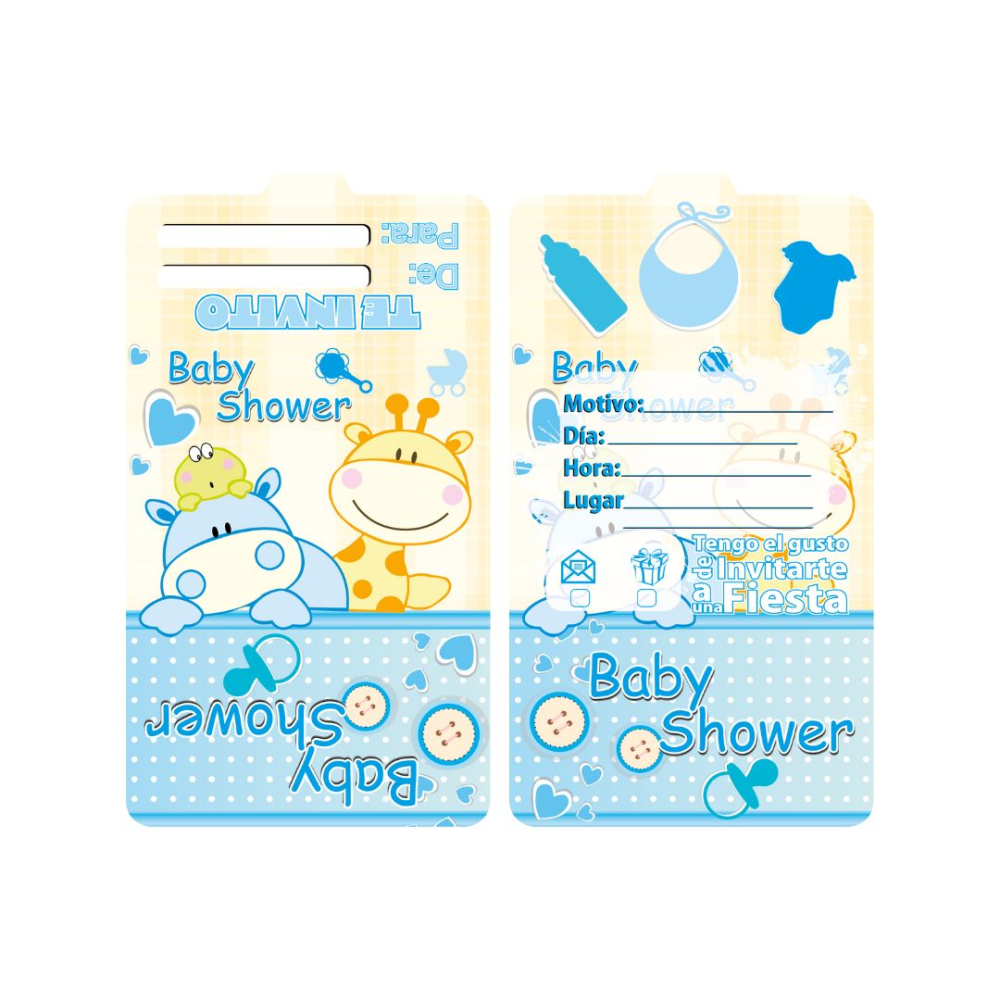 TARJETA INFANTIL X 12 SHOWER NINO AZUL