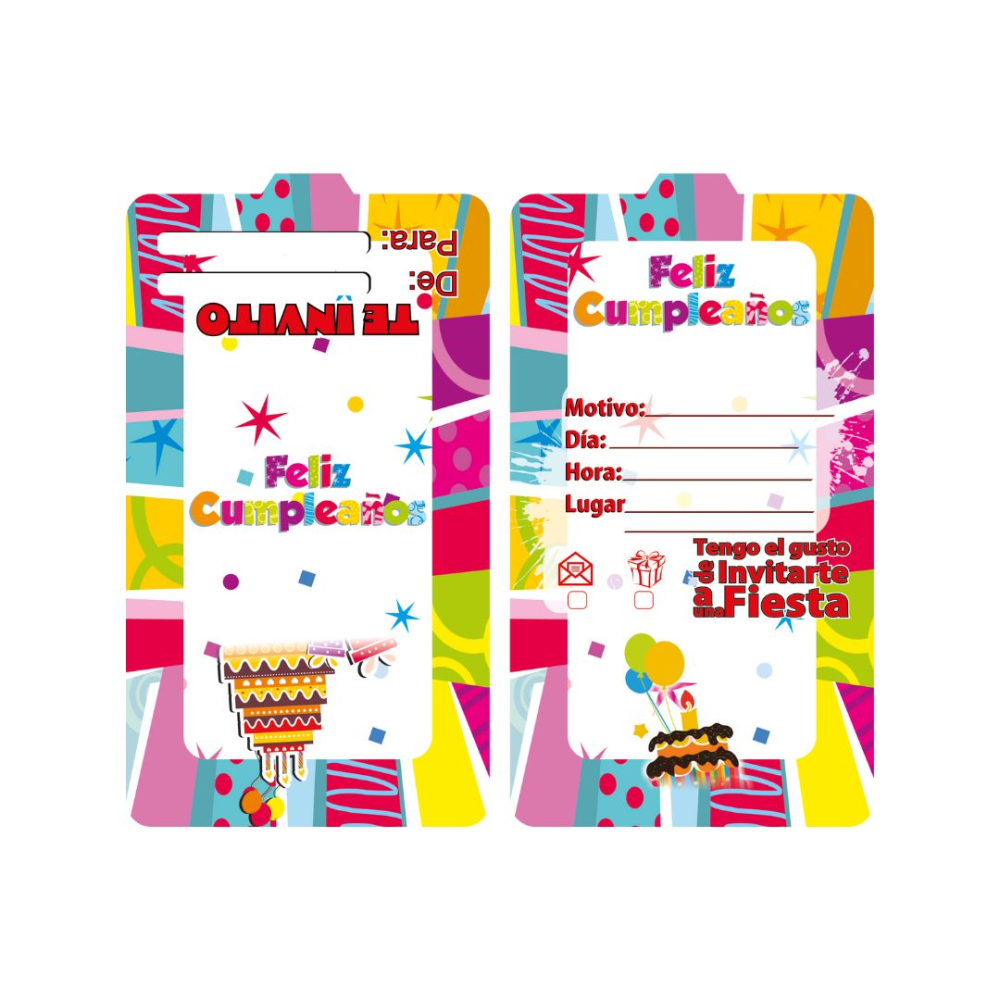 TARJETA TEMATICO X 12 FELIZ CUMPLEANOS 