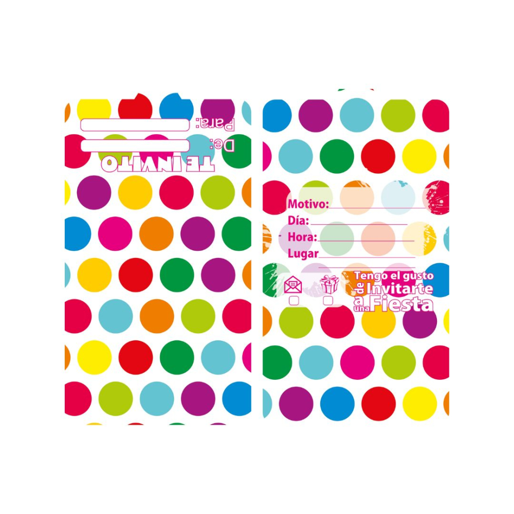 TARJETA TEMATICO X 12 POLKA F-BCO-MULTICOLOR