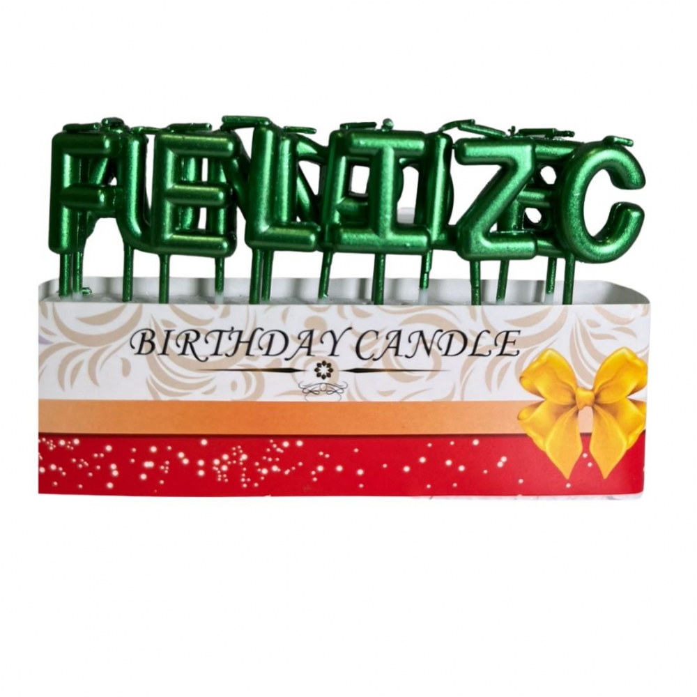 VELA LETRAS FELIZ CUMPLEAÑOS METALIZADA  VERDE%20OSCURO<br>