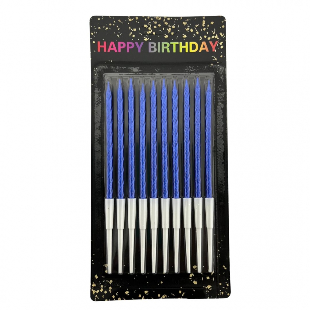 VELA PALITO ENTORCHADA METALIZADA X 10  AZUL