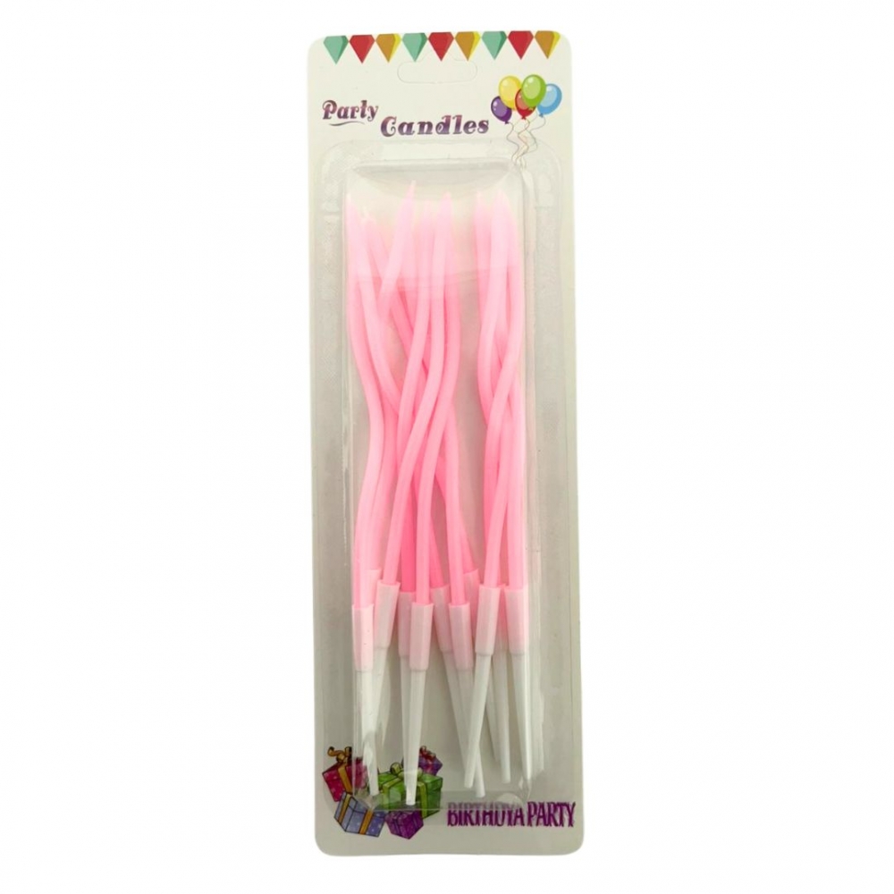 VELA ESPIRAL LARGA PASTEL X 12  ROSADO