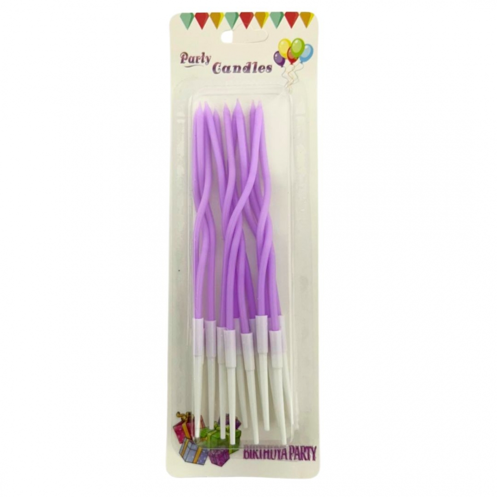 VELA ESPIRAL LARGA PASTEL X 12  LILA