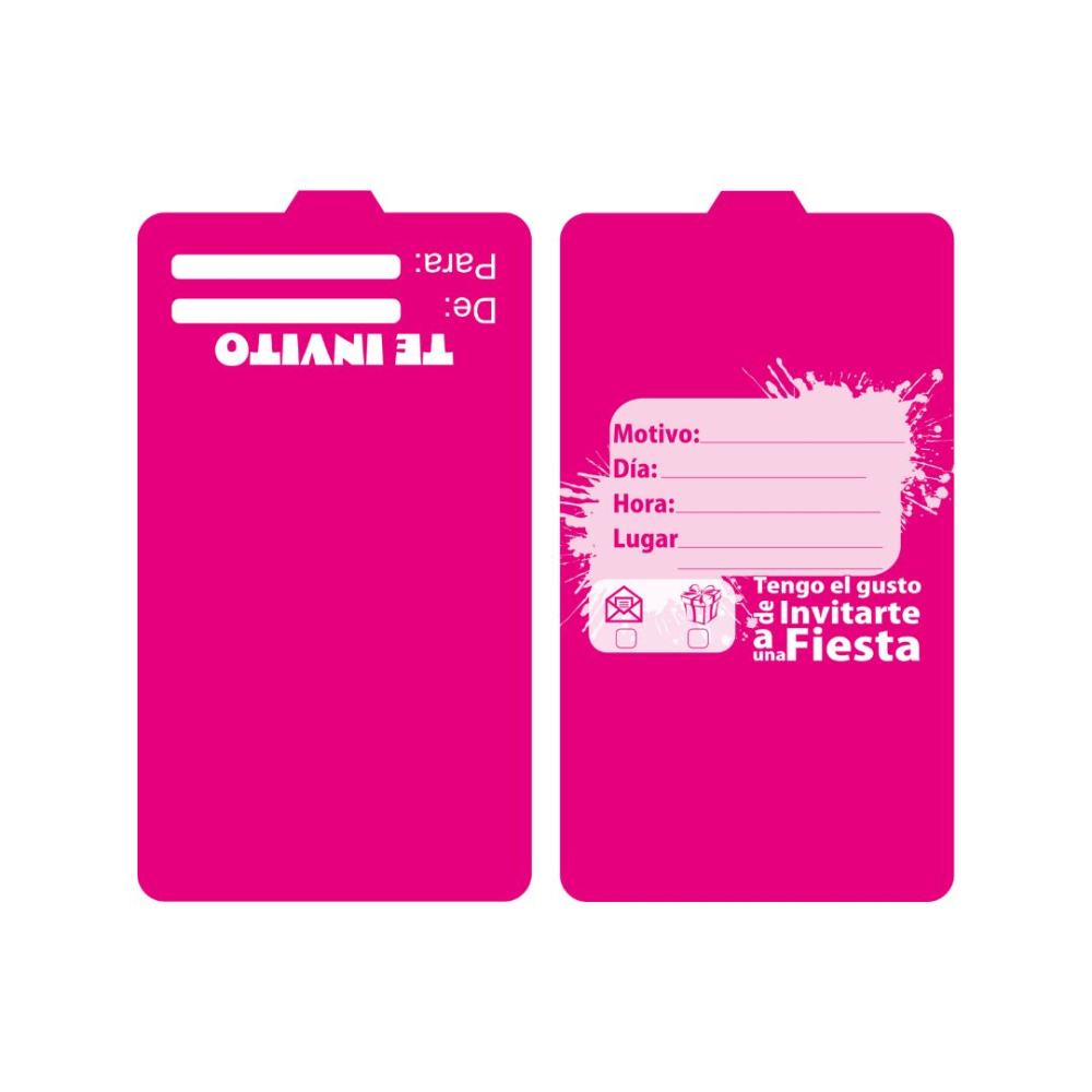 TARJETA TEMATICO X 12 UNICOLOR FUCSIA